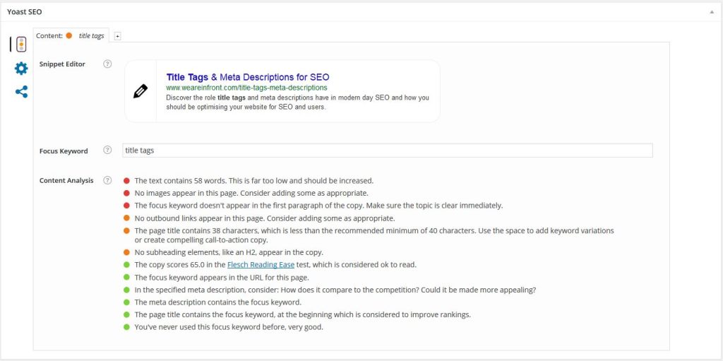 meta title and descriptions in yoast seo plugin