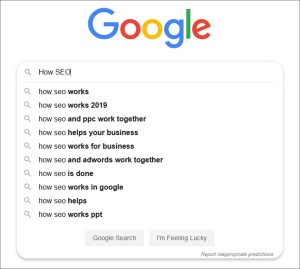 Google search suggestions drop-down