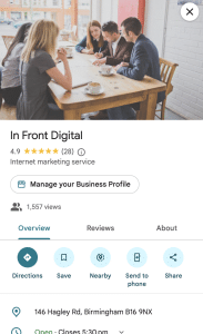 In Front Digital google my business profile